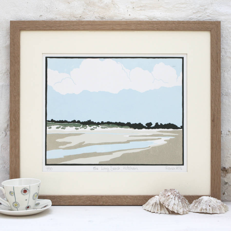 norfolk coast art print 'the long beach, holkham' by fiona carver
