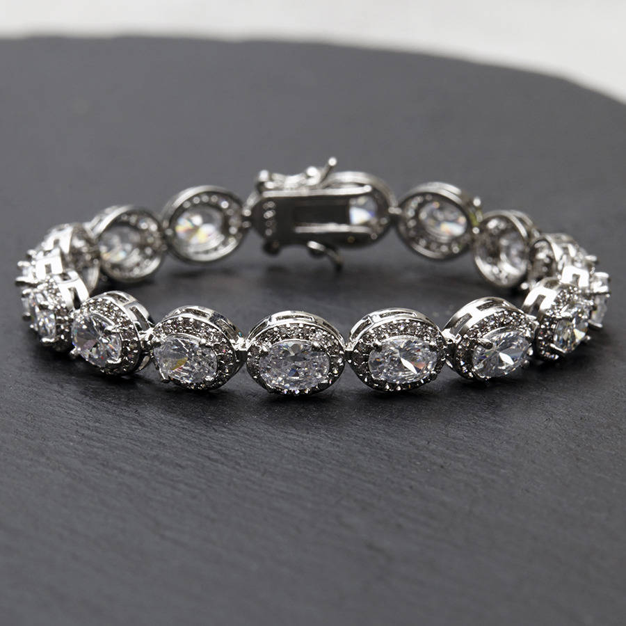 oval pavé crystal bracelet by queens & bowl