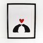 Bear Couple Sitting Silhouette, Personalised A3 Print, thumbnail 4 of 7