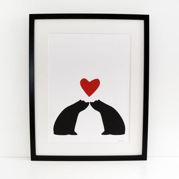 Bear Couple Sitting Silhouette, Personalised A3 Print, 4 of 7