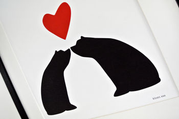 Bear Couple Sitting Silhouette, Personalised A3 Print, 3 of 7