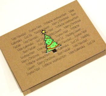 Personalised World Languages Merry Christmas Tree Card, 6 of 6
