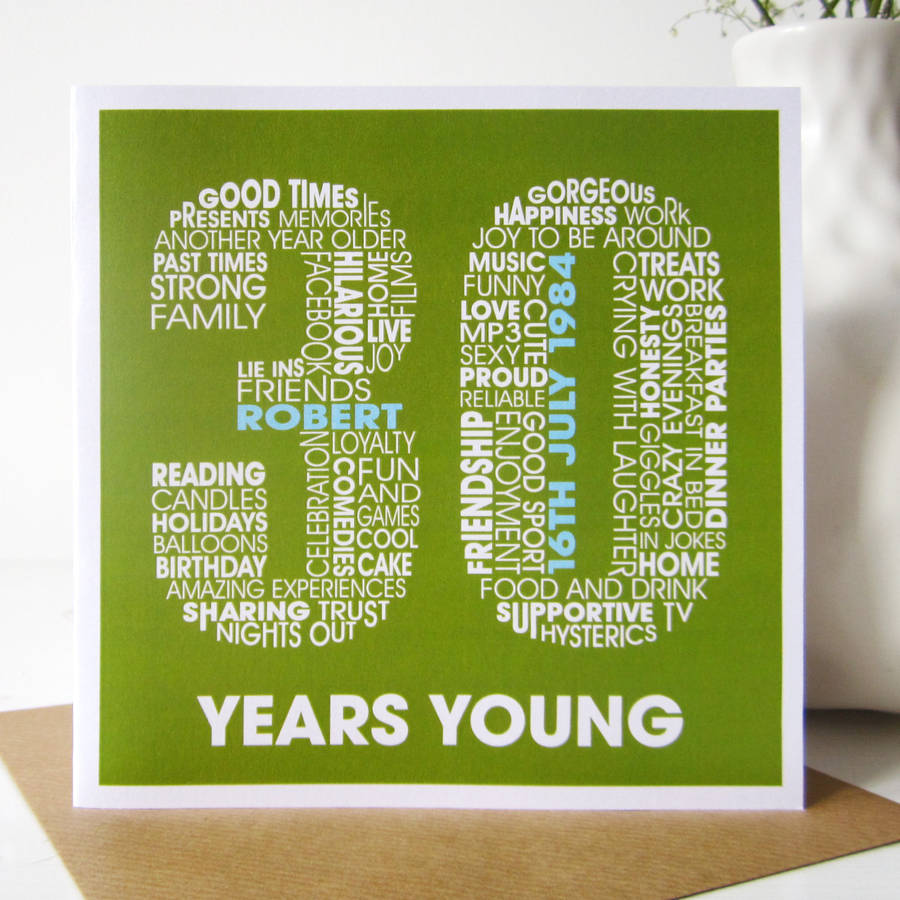 personalised 30th birthday card by mrs l cards | notonthehighstreet.com