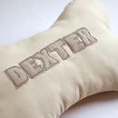 personalised dog bone cushion