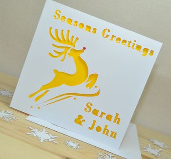 Personalised Laser Cut Reindeer Card, 2 of 2