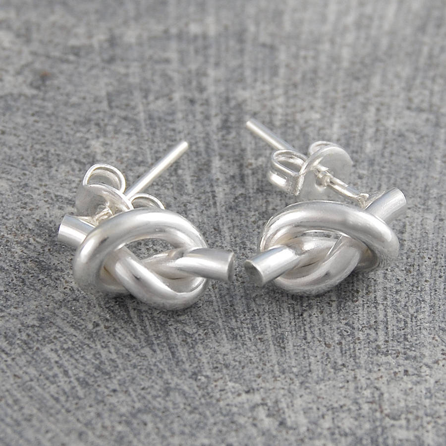 Love Knot Tiny Silver Stud Earrings By Otis Jaxon | notonthehighstreet.com