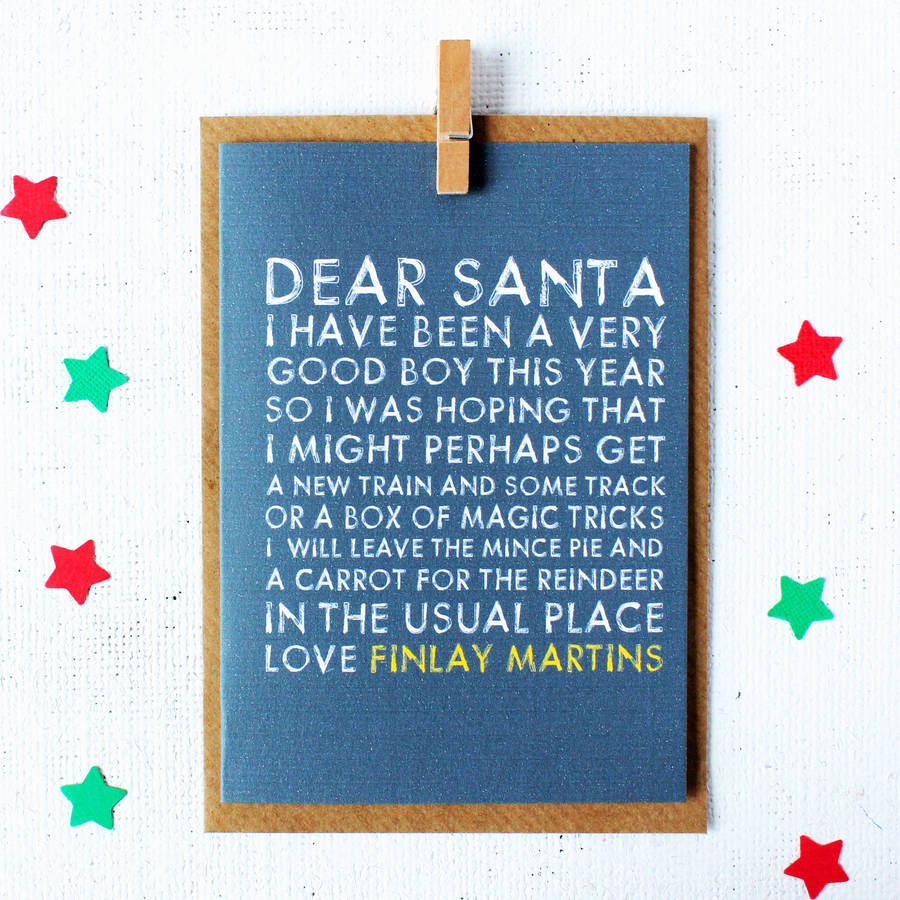 personalised 'dear santa' christmas card by studio 9 ltd | notonthehighstreet.com