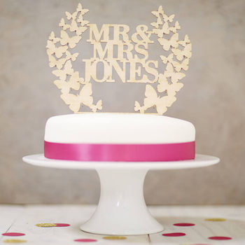 Personalised Butterfly Wreath Wedding Cake Topper, 2 of 4