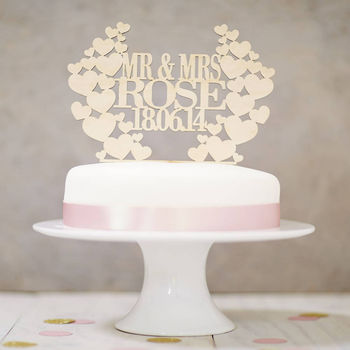 Personalised Heart Wreath Wedding Cake Topper, 2 of 4