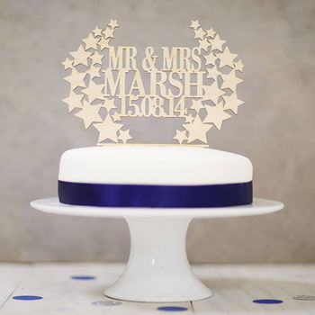 Personalised Star Wreath Wedding Cake Topper, 2 of 4