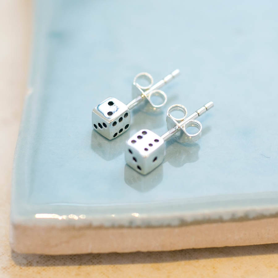 dice sterling silver stud earrings by lovethelinks
