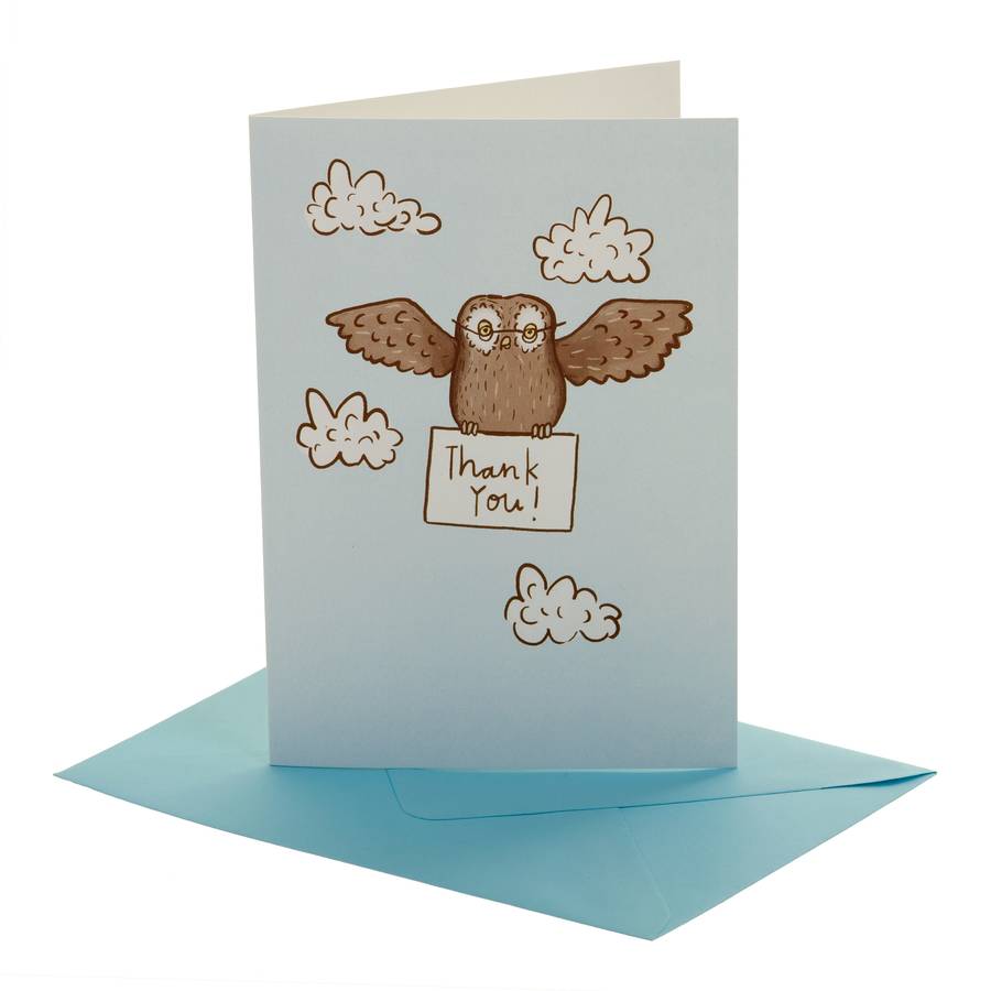 Pack Of Five Sherb The Owl Thank You Cards By The Nest Planner