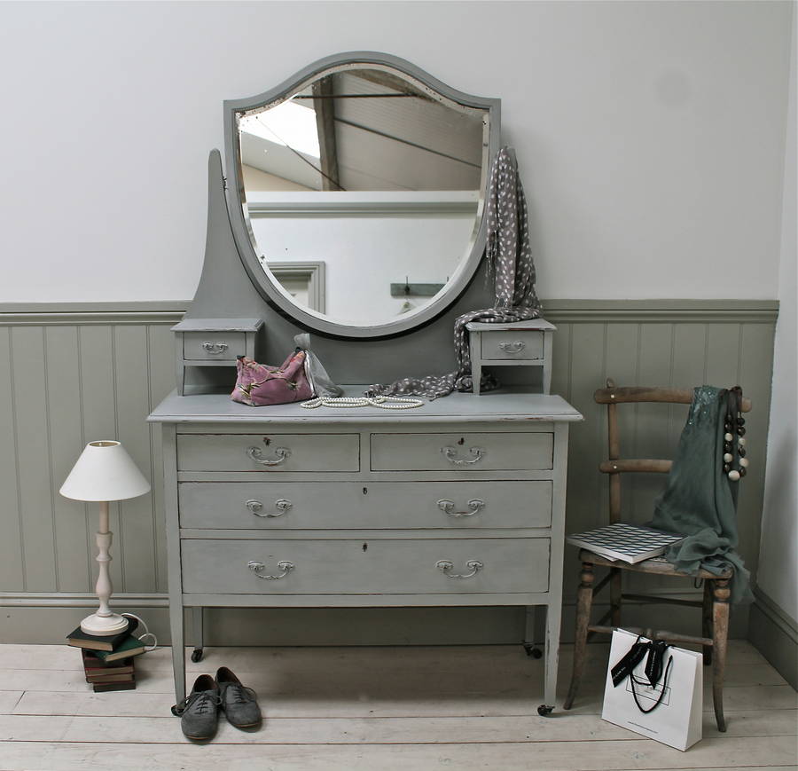 Distressed Large Mirrored Vintage Dressing Table By Distressed but not