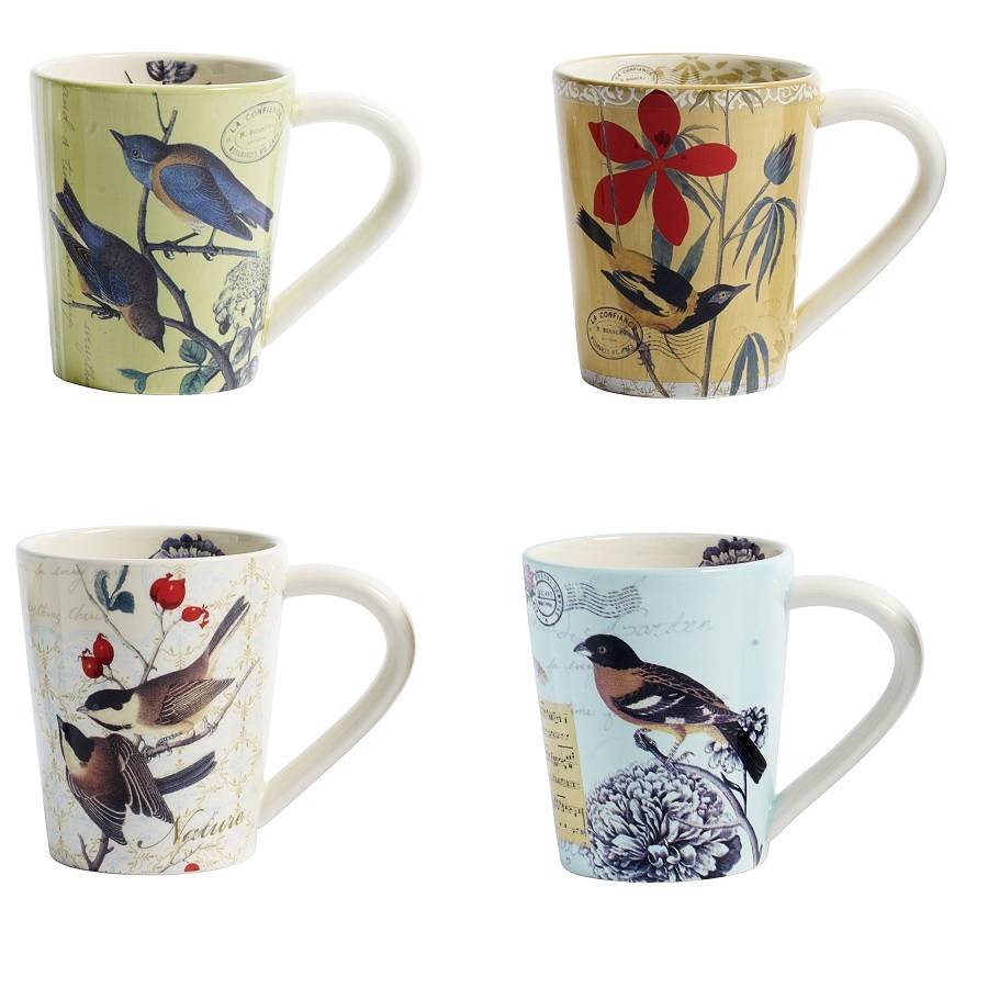 Cups With Birds Four Assorted By Bell & Blue