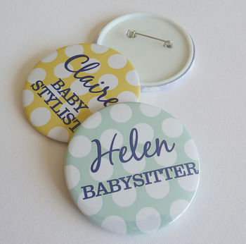 Baby Shower Spotty Personalised Badge, 2 of 5