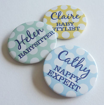 Baby Shower Spotty Personalised Badge, 3 of 5