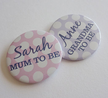 Baby Shower Spotty Personalised Badge, 4 of 5