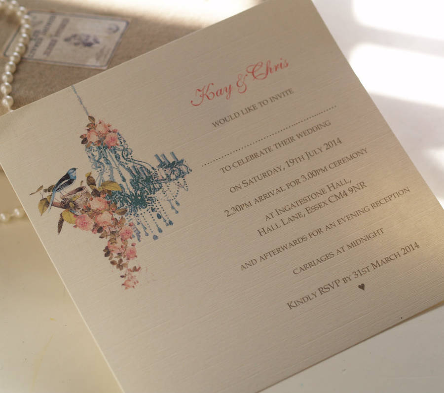 Vintage Chandelier Wedding Invitations By Beautiful Day | notonthehighstreet.com
