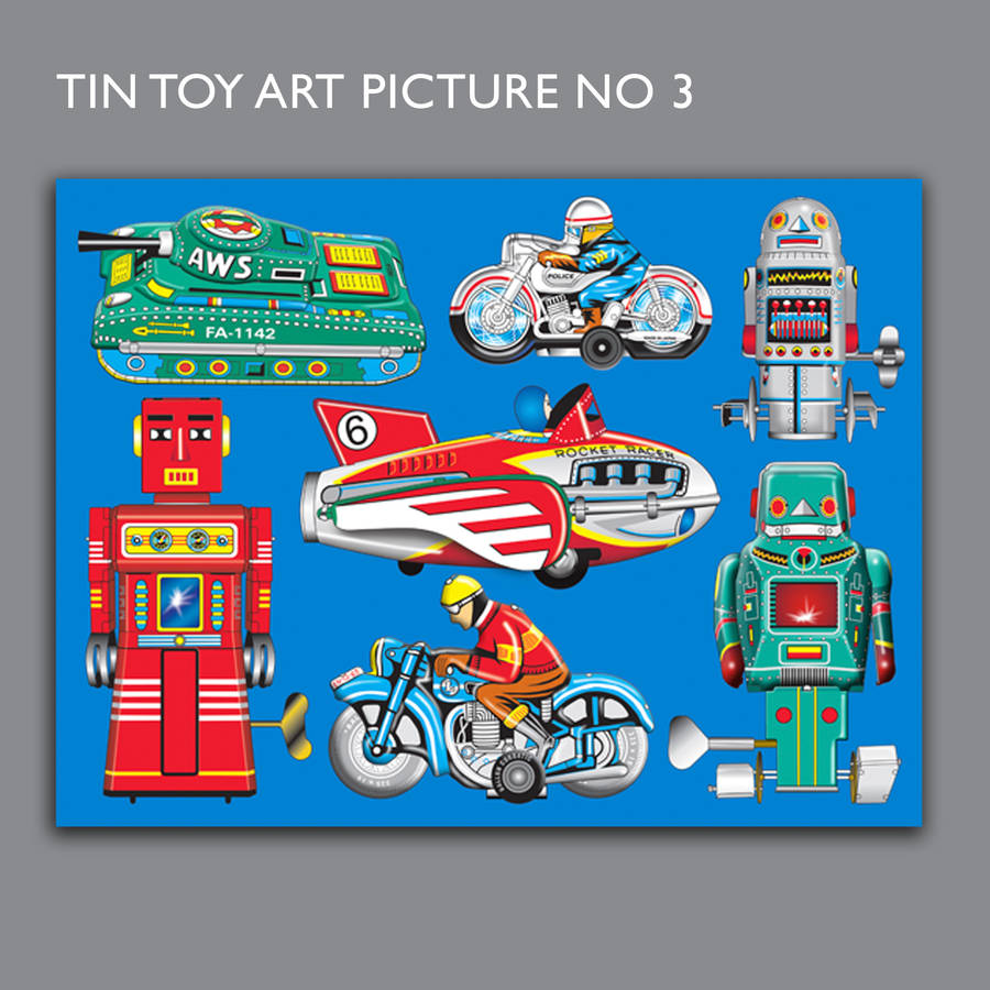 pop art tin toy print no3 by glyn west design | notonthehighstreet.com