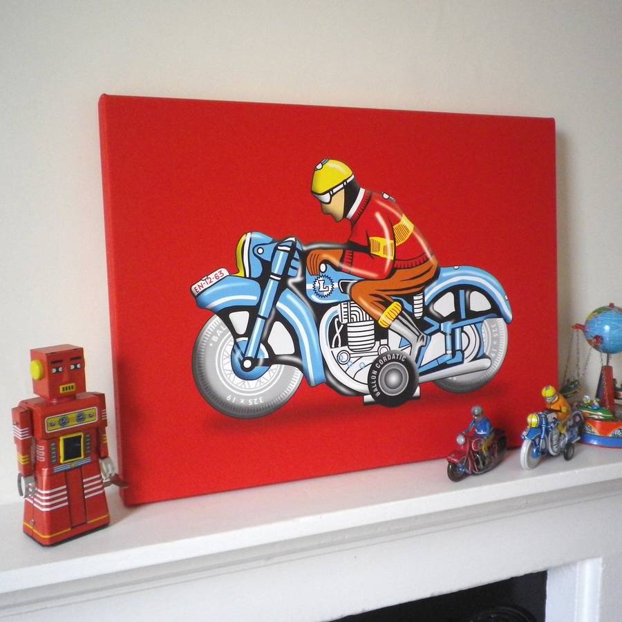 hungarian motorbike tin toy pop  art  print by glyn west 