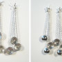 Silver Tiny Three Drop Earrings, thumbnail 2 of 3
