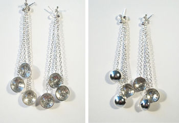Silver Tiny Three Drop Earrings, 2 of 3