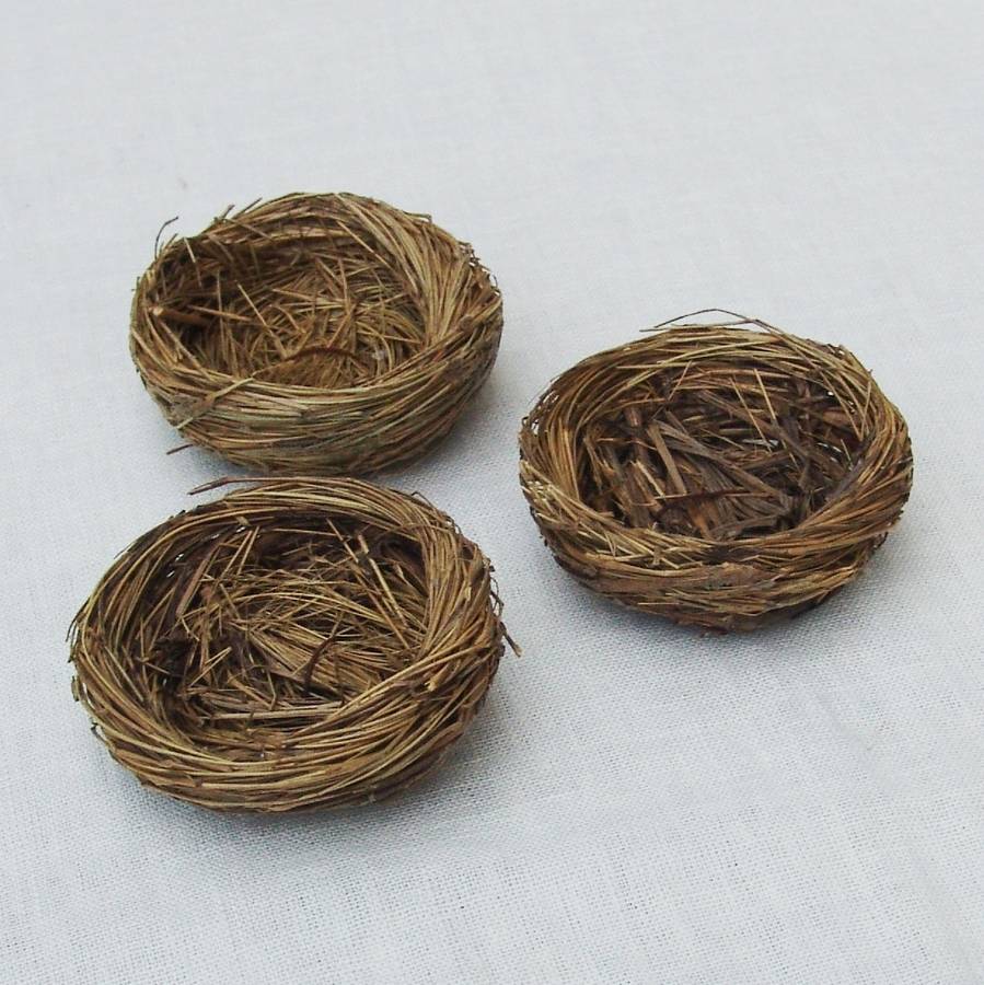 set of three natural decorative birds nests by just add a dress