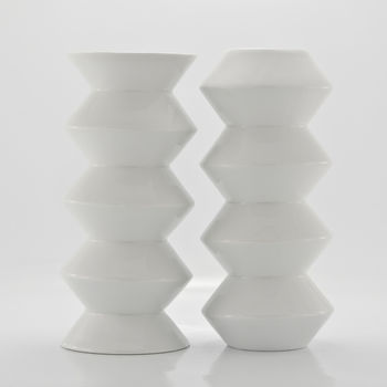 Porcelain Zig Zag Vases Set Of Two, 2 of 3