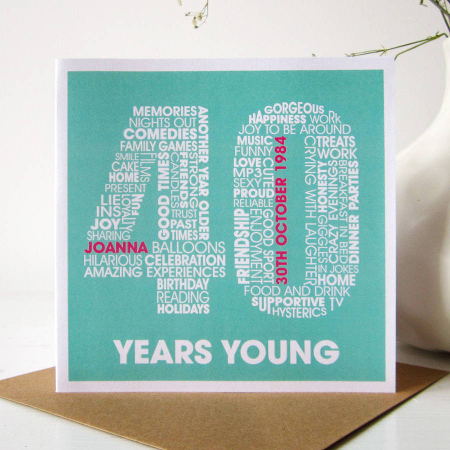 personalised 40th birthday card by mrs l cards | notonthehighstreet.com