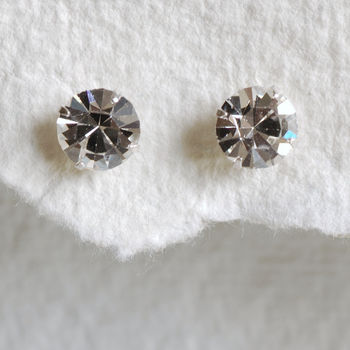 Sterling Silver Diamante Stud Earrings, 2 of 5