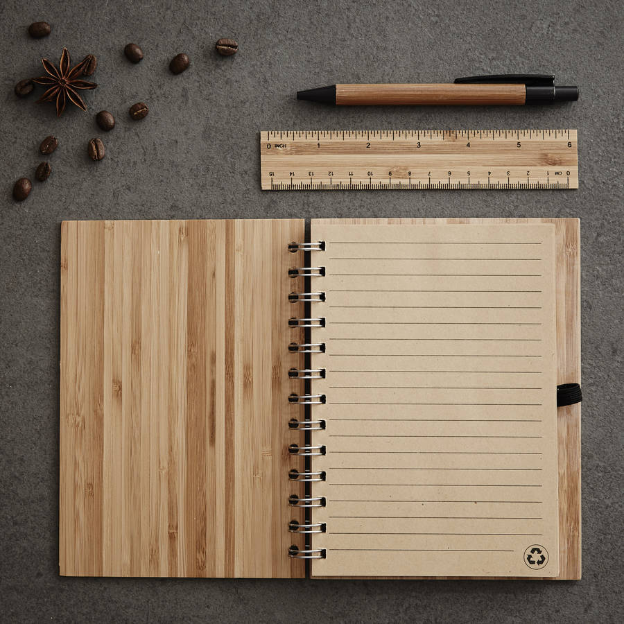 personalised wooden notebook set for him by sophia victoria joy