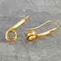 Spiral Gold Plated Silver Drop Earrings, thumbnail 4 of 5