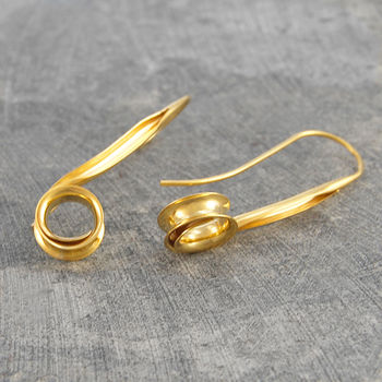 Spiral Gold Plated Silver Drop Earrings, 4 of 5