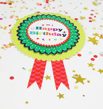 customisable happy birthday rosette by postbox party ...