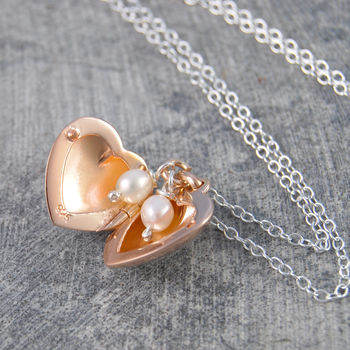 Heart Locket Rose Gold Plated Sterling Silver Necklace, 8 of 10