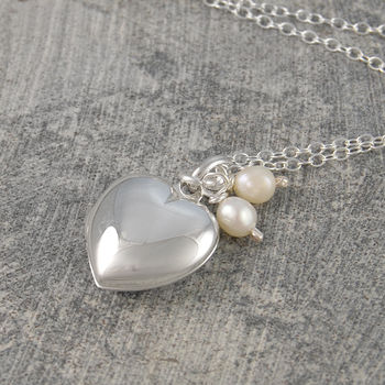 Heart Locket Sterling Silver Necklace With Pearl, 10 of 11