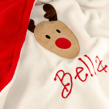 Rudolf Personalised Baby Blanket, 2 of 6