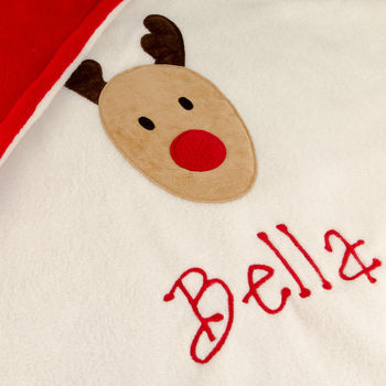 Rudolf Personalised Baby Blanket, 6 of 6