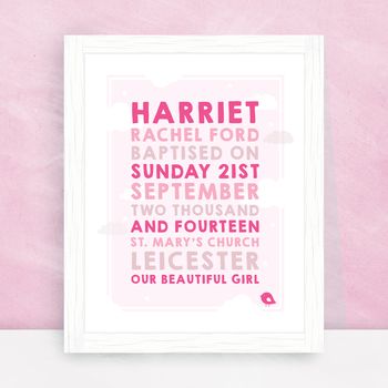 Personalised Clouds Christening Print, 2 of 4