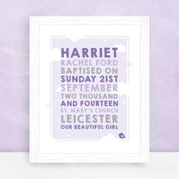 Personalised Clouds Christening Print, 4 of 4