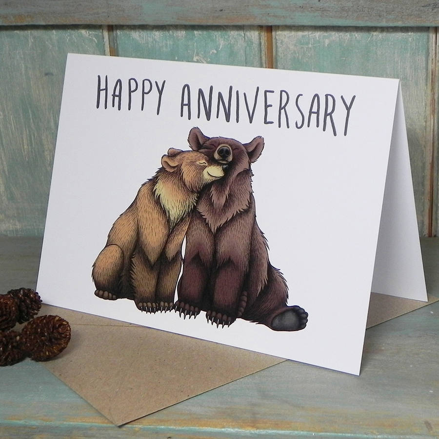 bear couple illustration anniversary card