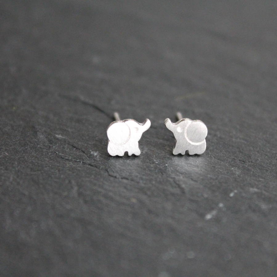 silver little elephant ear studs earrings by attic | notonthehighstreet.com