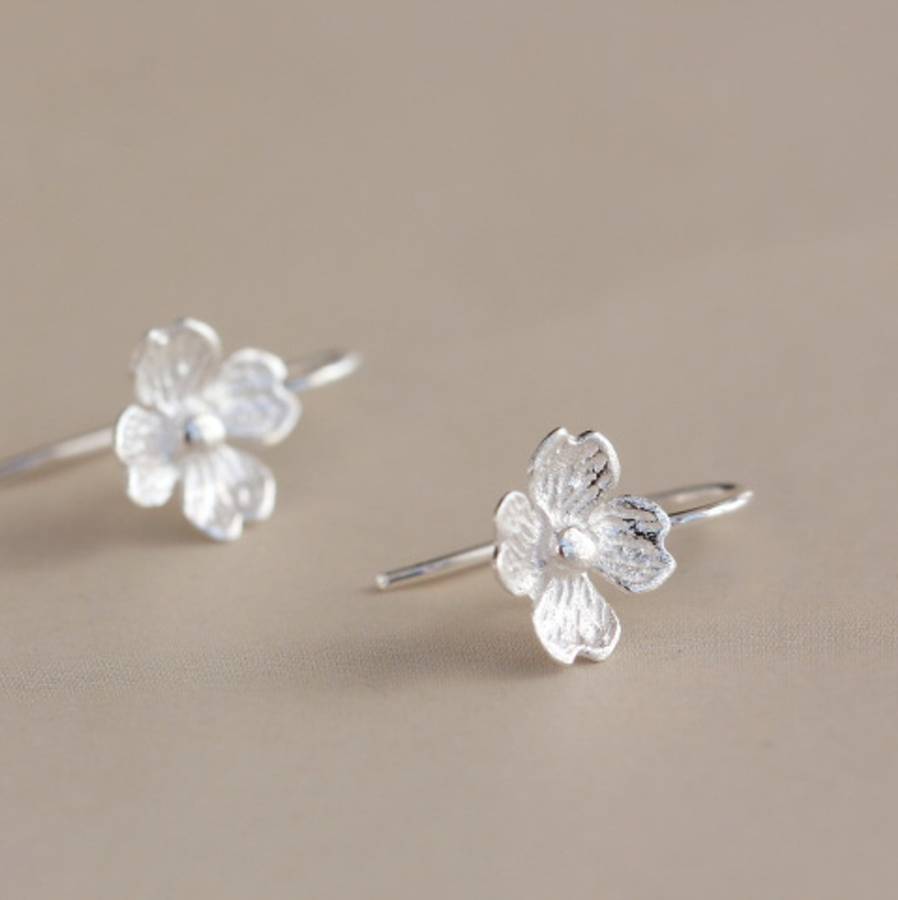 silver jasmine flower earrings by attic