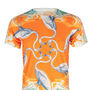 Unisex Orange Flamingo Printed T Shirt Tee, thumbnail 1 of 3