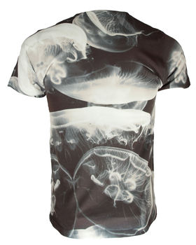 Unisex Monochrome Black Jellyfish Printed T Shirt Tee, 3 of 3