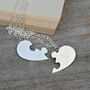 Personalised Jigsaw Puzzle Heart Necklaces In Silver, thumbnail 4 of 4