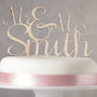 Personalised 'Mr And Mrs' Wooden Wedding Cake Topper, thumbnail 2 of 4