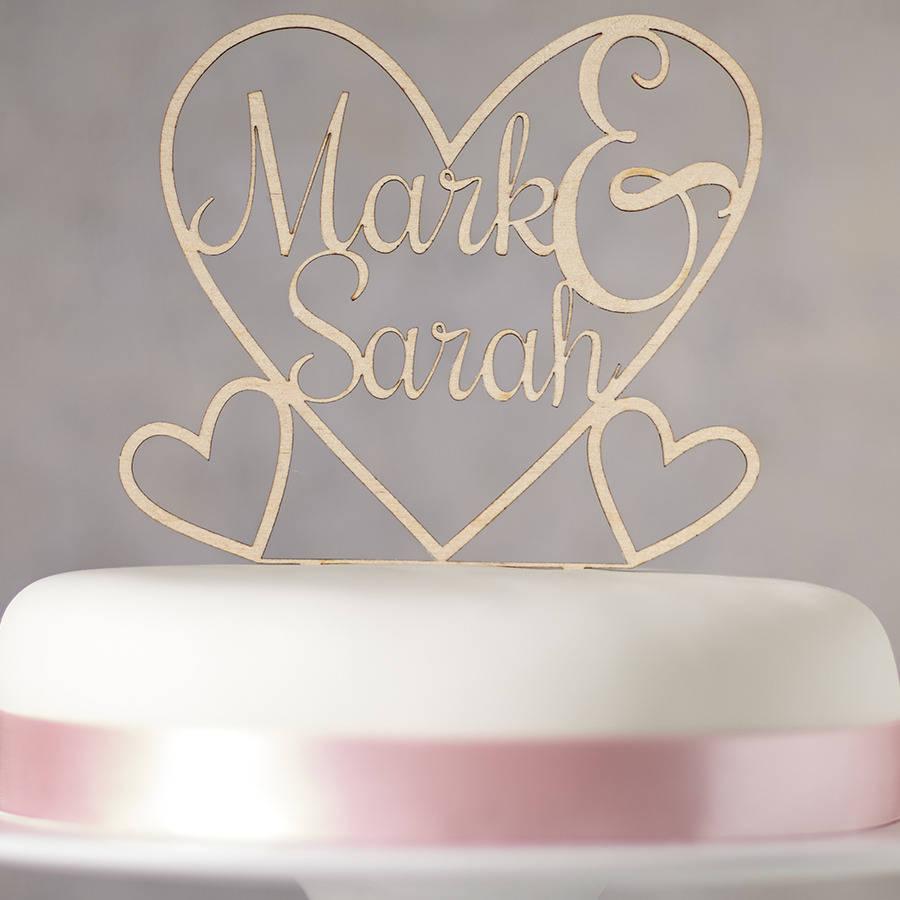 Personalised Heart Wooden Wedding Cake Topper By Sophia Victoria Joy