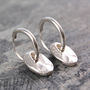 Coin Drop Silver Hoop Earrings, thumbnail 4 of 6