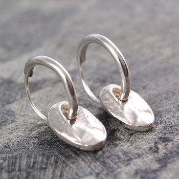 Coin Drop Silver Hoop Earrings, 4 of 6